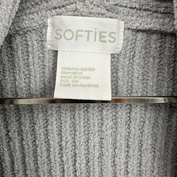 Softies Rib Chenille Drape Front Cardigan in Gray size S/M NWOT - Picture 3 of 7